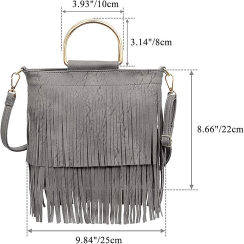 حقيبة كروس نسائية من CHIC DIARY مصنوعة من الجلد ومزودة بشراشيب وحقيبة يد بمقبض in Kuwait