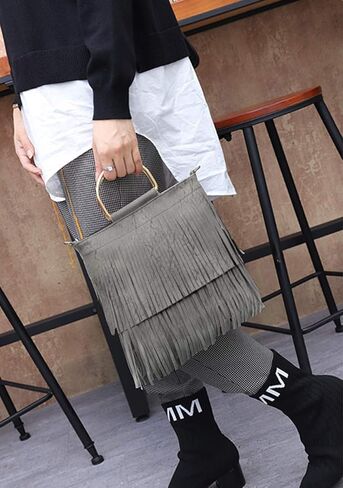 حقيبة كروس نسائية من CHIC DIARY مصنوعة من الجلد ومزودة بشراشيب وحقيبة يد بمقبض in Kuwait