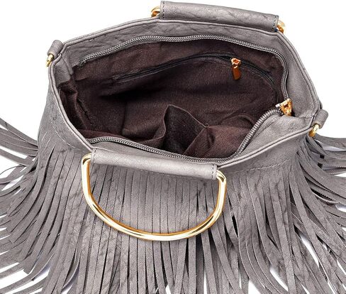 حقيبة كروس نسائية من CHIC DIARY مصنوعة من الجلد ومزودة بشراشيب وحقيبة يد بمقبض in Kuwait