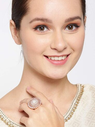 خاتم Priyaasi نسائي مطلي بالذهب الوردي مع الماس الأمريكي in Kuwait