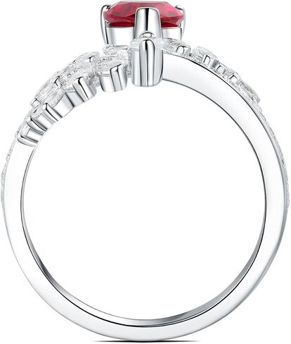 JewelryPalace Wings 1.8ct Pear Cut Created Red Ruby Cocktail Rings For Women, Art Deco Feather 925 Sterling Silver Gemstone Promise Ring For Her, Marquise Anniversary Fashion Rings Size 5-9 in Saudi Arabia