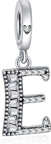 NINGAN 925 Sterling Silver Capital Letter Charms Fit for European Bracelets and Necklaces, Alphabet Pendant with Sparkling Cubic Zirconia as Birthdy Christmas Jewelry Gift for Women Girls in Saudi Arabia
