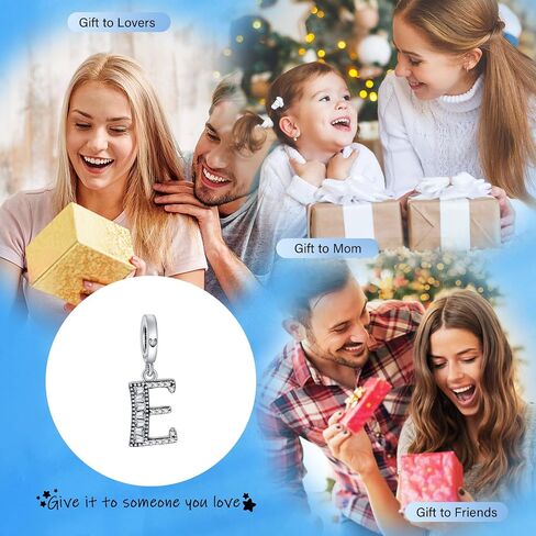 NINGAN 925 Sterling Silver Capital Letter Charms Fit for European Bracelets and Necklaces, Alphabet Pendant with Sparkling Cubic Zirconia as Birthdy Christmas Jewelry Gift for Women Girls in Saudi Arabia