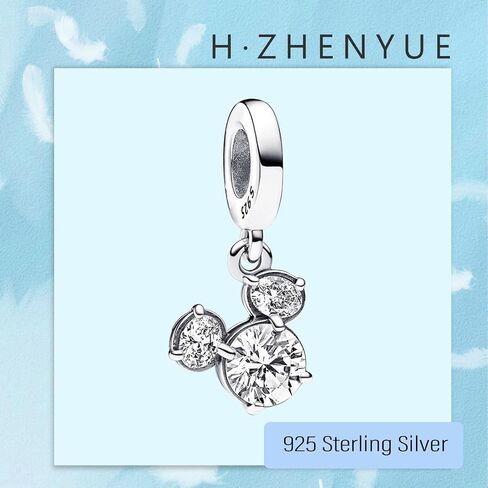 H.ZHENYUE S925 Sterling Silver Charm Pendant Dangle Beads Sparkling Mouse Bow for Bracelet Necklace for Women Girls Gifts in Saudi Arabia