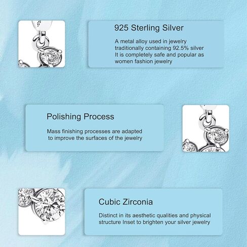 H.ZHENYUE S925 Sterling Silver Charm Pendant Dangle Beads Sparkling Mouse Bow for Bracelet Necklace for Women Girls Gifts in Saudi Arabia