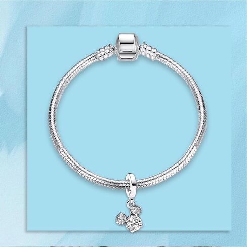 H.ZHENYUE S925 Sterling Silver Charm Pendant Dangle Beads Sparkling Mouse Bow for Bracelet Necklace for Women Girls Gifts in Saudi Arabia
