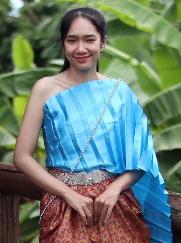 Full Funk Sabaii Sash Big Pleet for Theater or Wedding Costume Outfit Light Thai Style in Saudi Arabia