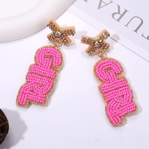 Boderier Baby Shower Earrings Beaded Boy Girl Gender Reveal Earrings Pregnancy Announcement Mom Mama to Be Gifts for Women in Saudi Arabia