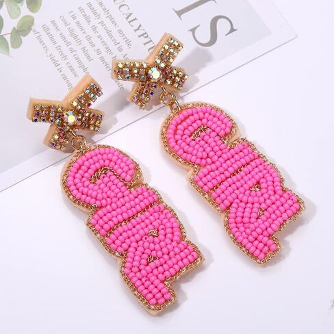 Boderier Baby Shower Earrings Beaded Boy Girl Gender Reveal Earrings Pregnancy Announcement Mom Mama to Be Gifts for Women in Saudi Arabia