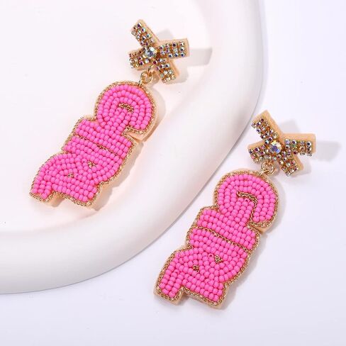 Boderier Baby Shower Earrings Beaded Boy Girl Gender Reveal Earrings Pregnancy Announcement Mom Mama to Be Gifts for Women in Saudi Arabia