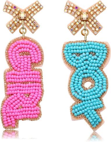 Boderier Baby Shower Earrings Beaded Boy Girl Gender Reveal Earrings Pregnancy Announcement Mom Mama to Be Gifts for Women in Saudi Arabia