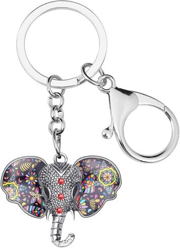 Zinc Alloy Elephant Keychain Rhinestones Keyring Car Key Purse Jewelry Gifts for Women Girls Charms (Silver Plated Multicolor) in Saudi Arabia