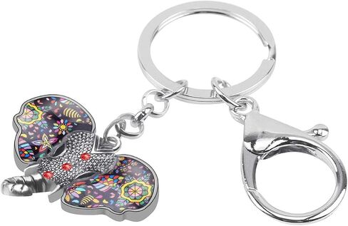 Zinc Alloy Elephant Keychain Rhinestones Keyring Car Key Purse Jewelry Gifts for Women Girls Charms (Silver Plated Multicolor) in Saudi Arabia