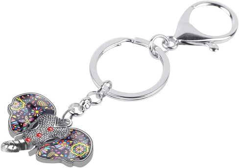 Zinc Alloy Elephant Keychain Rhinestones Keyring Car Key Purse Jewelry Gifts for Women Girls Charms (Silver Plated Multicolor) in Saudi Arabia