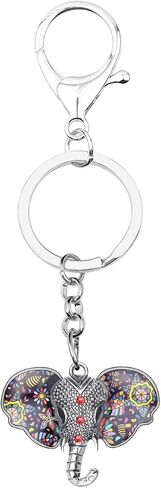 Zinc Alloy Elephant Keychain Rhinestones Keyring Car Key Purse Jewelry Gifts for Women Girls Charms (Silver Plated Multicolor) in Saudi Arabia