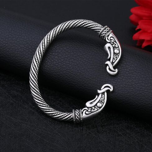 Fashion Vintage Viking Raven Crow Head Screw Cuff Bangle Wristband Bracelet Animal Jewelry for Men Women in Saudi Arabia