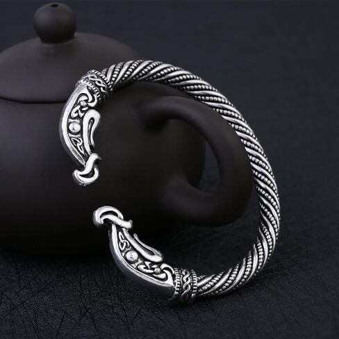 Fashion Vintage Viking Raven Crow Head Screw Cuff Bangle Wristband Bracelet Animal Jewelry for Men Women in Saudi Arabia