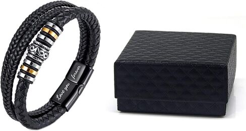 Tatibana Leather Bracelet for Men, gift box Multi-Layer Braid Leather Bracelet Graduation Gifts Bracelet for Boyfriend Husband Dad Brother Son Grandson in Saudi Arabia