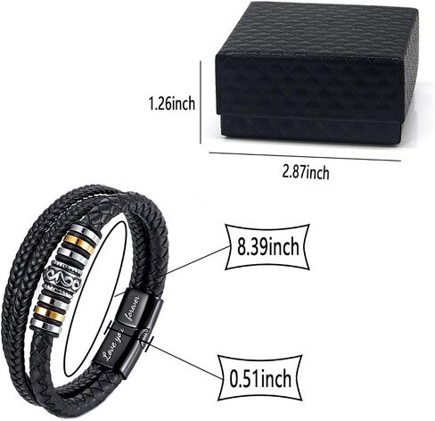 Tatibana Leather Bracelet for Men, gift box Multi-Layer Braid Leather Bracelet Graduation Gifts Bracelet for Boyfriend Husband Dad Brother Son Grandson in Saudi Arabia