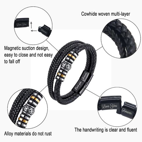 Tatibana Leather Bracelet for Men, gift box Multi-Layer Braid Leather Bracelet Graduation Gifts Bracelet for Boyfriend Husband Dad Brother Son Grandson in Saudi Arabia