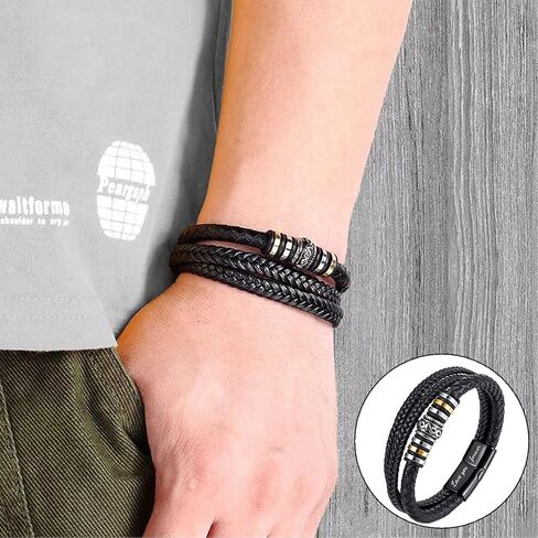 Tatibana Leather Bracelet for Men, gift box Multi-Layer Braid Leather Bracelet Graduation Gifts Bracelet for Boyfriend Husband Dad Brother Son Grandson in Saudi Arabia