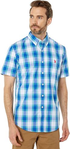 U.S. Polo Assn. Short Sleeve Classic Fit Large Plaid Poplin Woven Shirt in Saudi Arabia