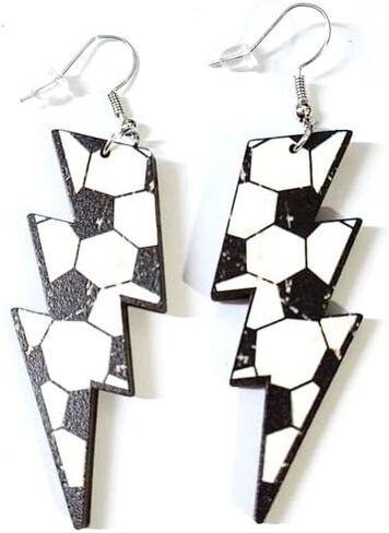 70s 80s Wooden Sports Earrings, Lightning Bolt Drop Dangle Earring Baseball Basketball Volleyball Football Earrings Sports Fans Players Jewelry for Women Girls in Kuwait