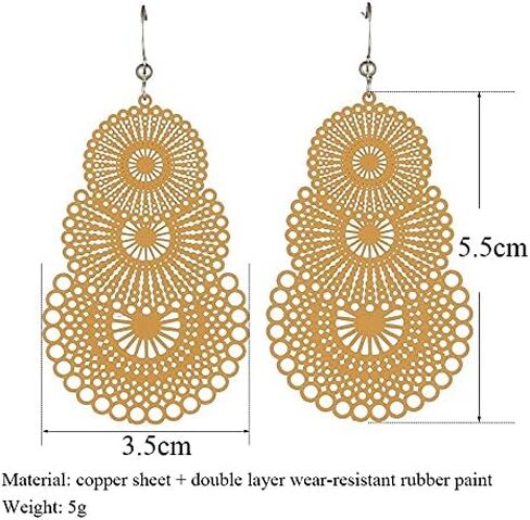 6 أزواج من الأقراط المتدلية خفيفة الوزن جوفاء على شكل حلقة، DIY بوهيمي نمط بوهيمي المتدلية الأذن متدلى لا تسبب الحساسية للنساء الفتيات أزياء ، الزنك ، المعادن, الزنك, معدن in Kuwait