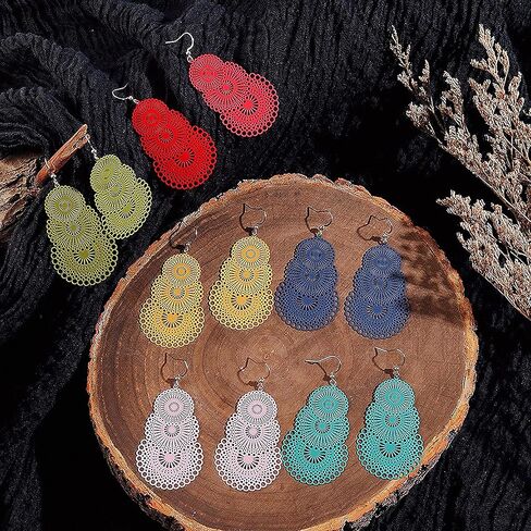 6 أزواج من الأقراط المتدلية خفيفة الوزن جوفاء على شكل حلقة، DIY بوهيمي نمط بوهيمي المتدلية الأذن متدلى لا تسبب الحساسية للنساء الفتيات أزياء ، الزنك ، المعادن, الزنك, معدن in Kuwait