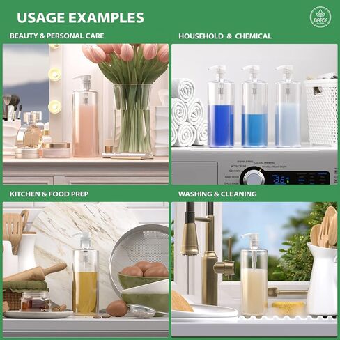 زجاجات فارغة بمضخة شامبو، 32 اونصة (1 لتر)، خالية من البيسفينول ايه، اسطوانة بلاستيكية (PETE1)، عبوة من 3 قطع in Kuwait