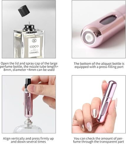 6 Pack 5ml Refillable Perfume Atomizer Spray Bottle Portable Mini Empty Easy to Fill Scent Aftershave Pump Case Travel Outgoing Purse Multicolor in Kuwait