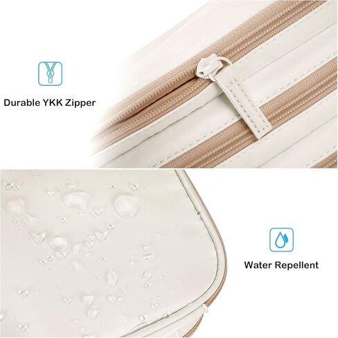 حقيبة أدوات الزينة للمكياج للنساء من سيثون مع حجرة لتنظيم المجوهرات، حقيبة مستحضرات التجميل للسفر مقاومة للماء مع مقبض لفرش المكياج وأساسيات التجميل ومستلزماتها (الحقيبة فقط) كريمية in Kuwait