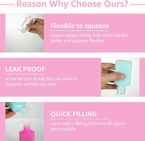 JMIATRY 100 Count 2 oz Plastic Bottles with Lids Empty Travel Bottles 2 oz/ 60ml with Funnel Clear 2oz Liquid Bottles for Lotions, Cream,Body Soap in Saudi Arabia