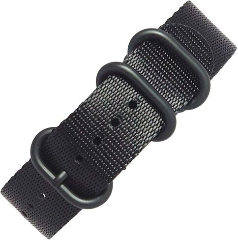 20mm, 22mm, 24mm 5-Ring Military Seat Belt Nylon Watch Band Strap Black, Choose Hardware in Saudi Arabia