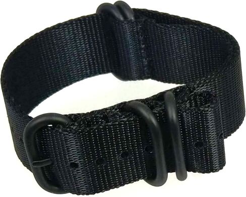20mm, 22mm, 24mm 5-Ring Military Seat Belt Nylon Watch Band Strap Black, Choose Hardware in Saudi Arabia