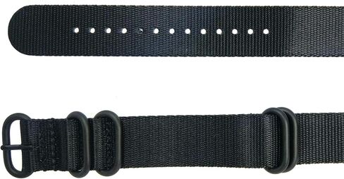 20mm, 22mm, 24mm 5-Ring Military Seat Belt Nylon Watch Band Strap Black, Choose Hardware in Saudi Arabia