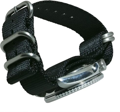 20mm, 22mm, 24mm 5-Ring Military Seat Belt Nylon Watch Band Strap Black, Choose Hardware in Saudi Arabia