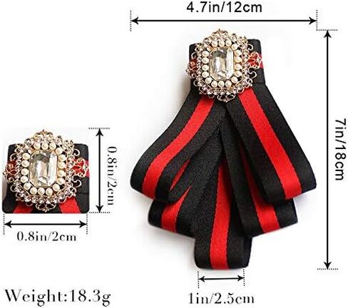 Women Bow Tie with Brooch Vintage Crystal Pre Tied Ribbon Bow Brooch Neck Tie for Wedding Party ceremony in Saudi Arabia