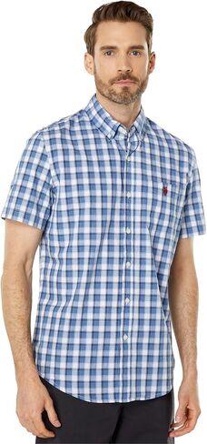 U.S. Polo Assn. Short Sleeve Yarn-Dyed Heathered Plaid Poplin Woven Shirt in Saudi Arabia
