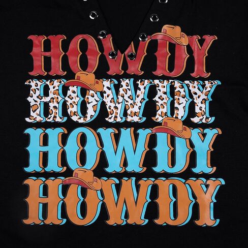SFHFY Howdy قمصان النساء الرجعية الغربية الجنوبية تي شيرت راعية البقر ليوبارد موسيقى الريف الأعلى مضحك رسالة عادية خمر تيز in Kuwait