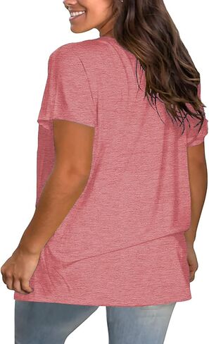 Plus Size Love Heart Shirts Women V Neck T Shirts Short Sleeve Tshirts Summer Tops in Saudi Arabia