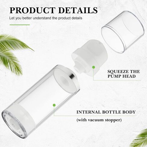 8 Pcs Airless Pump Bottles Lotion Airless Dispenser Refillable Cosmetic Containers Clear Plastic Bottles Jar Dispenser with Label Stickers for Toiletries Travel (1.8oz, 3.5oz, 5.3oz) in Saudi Arabia