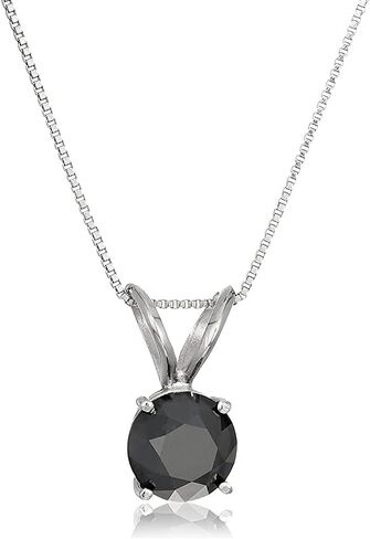 VIR JEWELS 1 cttw Diamond Pendant, Black Diamond Pendant Necklace for Women in .925 Sterling Silver with 18 Inch Chain, Prong Setting in Saudi Arabia
