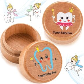 قطعتان من صندوق جنيات الأسنان للأولاد، حاملات أسنان خشبية لطيفة لجنية الأسنان، صناديق جنية الأسنان الأولى للأولاد والبنات in Kuwait