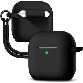 Matekxy case Compatible with Airpods 4 Generation Case Cute Cover - for 2024 Airpod 4th Gen Soft Silicone Case with Lanyard and Keychain, Shockproof Drop Protection Scratch Resistant, Morandi Green