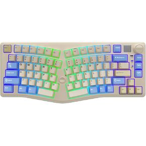 x LEOBOG Alice A75 لوحة مفاتيح مريحة، لوحة مفاتيح ميكانيكية لاسلكية للألعاب ثلاثية الوضع BT5.0/2.4G/سلكية مع عصا التحكم ومقبض، 75% تخطيط RGB بإضاءة خلفية، مفاتيح خطية قابلة للتبديل السريع للفوز