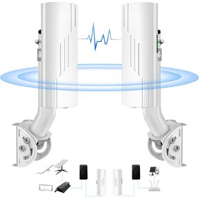 Point to Point Wireless Bridge with Mount for Starlink Internet, 3KM Dual Gigabit RJ45 LAN Port 5.8G Network WiFi Bridges Extender CPE Access Point with 16dBi Antenna for Outdoor, IP65 2-Pack