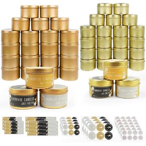 CONNOO 48 Pack Candle Tins - 24 Pack 8 OZ & 24 Pack 4 OZ Premium Matte Black Bulk Empty Candle Containers with Sticky Labels and Lids, Candle Jars for Candle Making, Storage, Arts & Crafts, and Gift