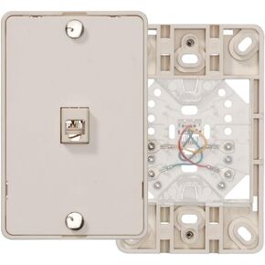 Leviton 40214-T Telephone Wall Jack, 6P4C, Screw Terminal, Light Almond