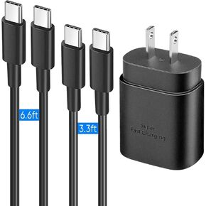 Super Fast Charger Type C, 25W USB C Wall Charger Fast Charging for Samsung Galaxy S24 Ultra/S24/S24+ /S23 Ultra/S23 /S22 Ultra/S22/S21 Ultra/S20 /Note 10 20 with 3.3ft & 6.6ft Type C Charger Cord